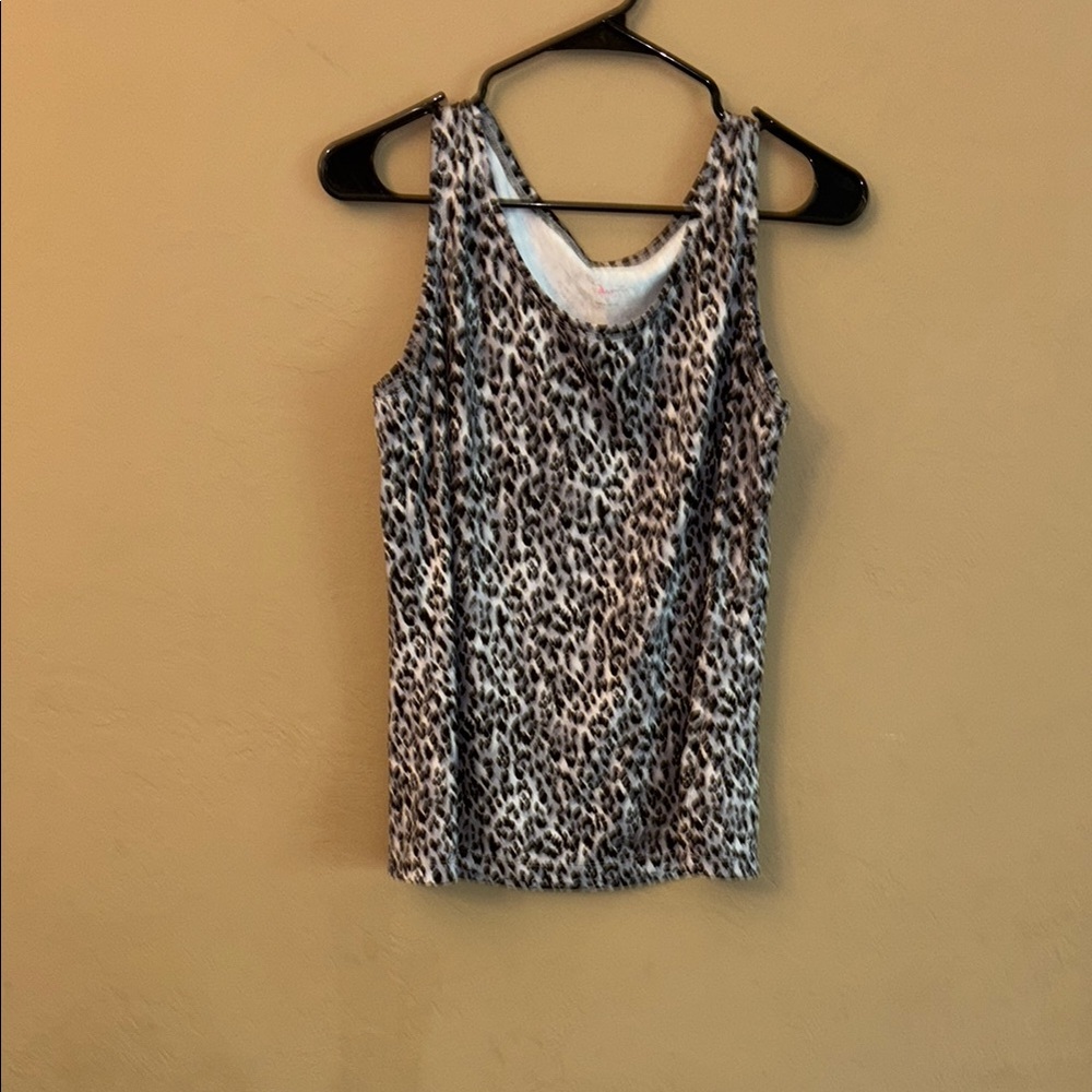 212 Collection Black and White Animal Print Tank Top